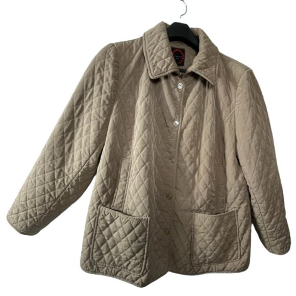 Giacca Woman Tan Polyester  Button Front Lined Insulated Quilted Jacket Size 3X - Picture 9 of 16